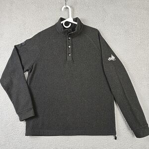 Greg Norman Shirt Mens Sz M  Pullover Gray  Long Sleeve Shark Logo